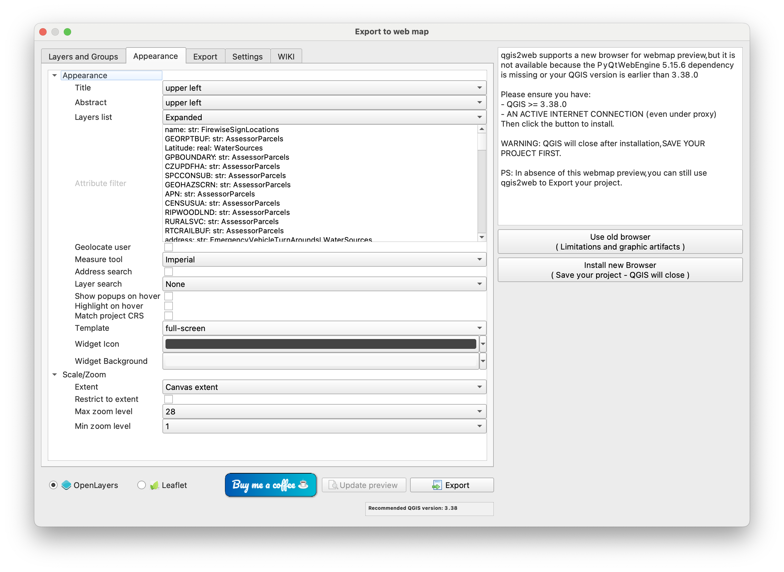 Export Settings