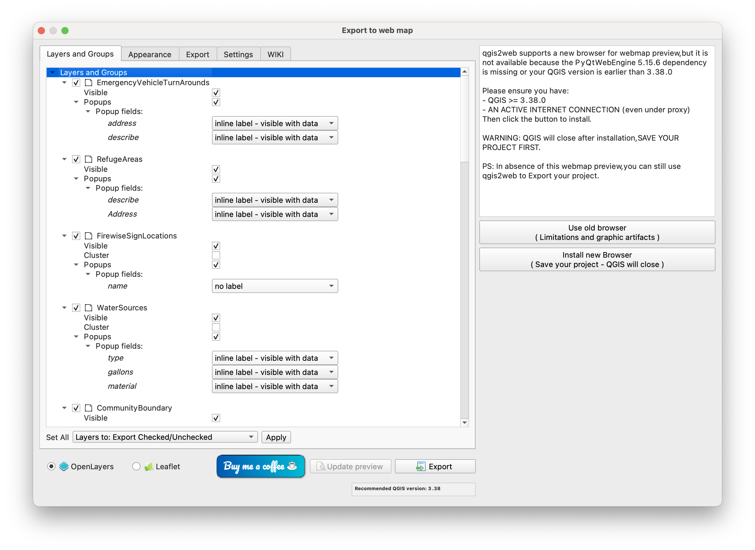 Export Settings